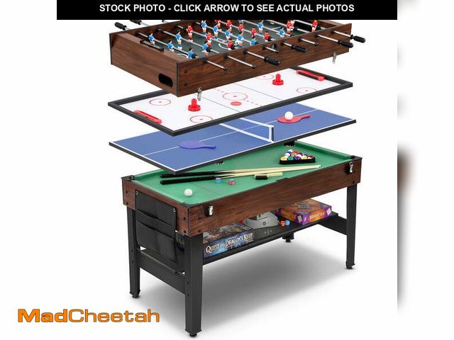 Lot 74-14585765 - FUNTOK 4 in 1 Game Table with Ping Pong, Air Hockey, Foosball, Pool, 48'' Multi Game Table with All ...