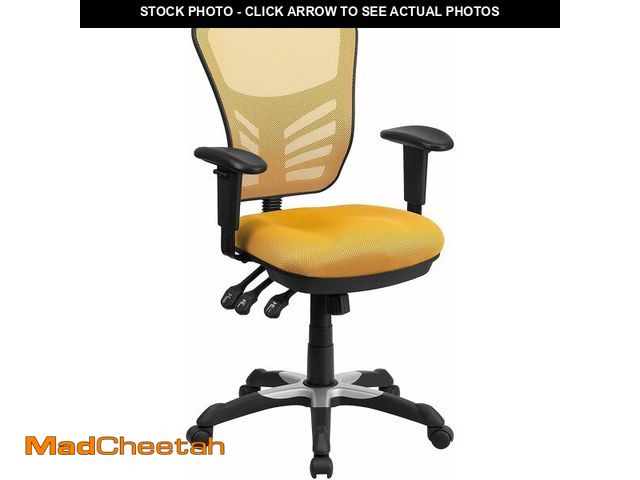 Lot 74-13041351 - Flash Furniture Nicholas Mid-Back Yellow-Orange Mesh Multifunction Executive Swivel Ergonomic Office...