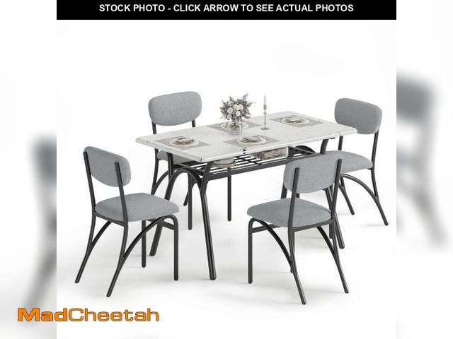 Lot 74-12287252 - Dining Table Set for 4,Kitchen Table with 4 Upholstered Chairs,Modern Rectangular Dining Table with ...