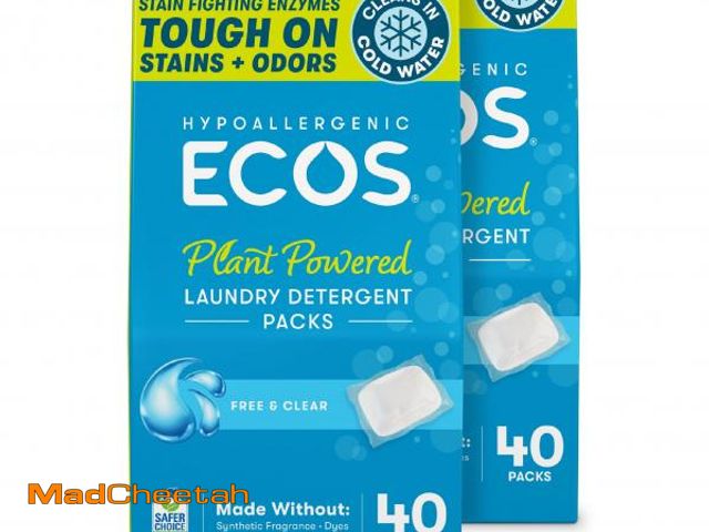 Lot 74-12435487 - ECOS Laundry Detergent Packs, 80 Loads - 100% Plastic Free Packaging - Convenient No Mess Washing So...