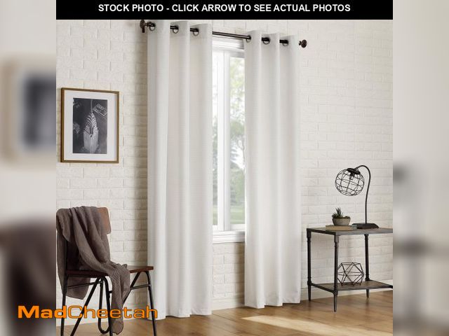 Lot 74-12526562 - Sun Zero Arlo 2-Piece Textured Thermal Insulated Room Darkening Grommet Curtain Panel Pair, Pearl Wh...