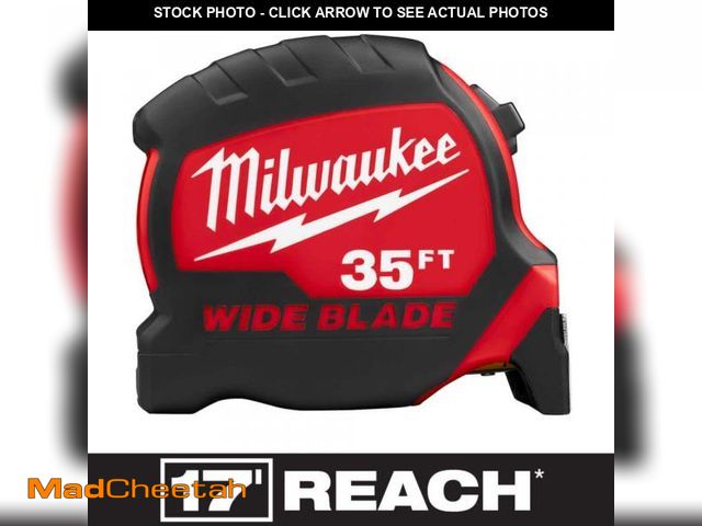 Lot 74-6403363 - Milwaukee 35 ft. x 1-5/16 in. Wide Blade Tape Measure with 17 ft. Reach - UNUSED