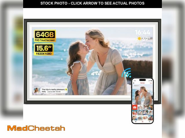 Lot 74-13321700 - BIGASUO Digital Picture Frame Frameo 15.6" WiFi Electronic Photo Frames Large with 64GB Memory 1920x...