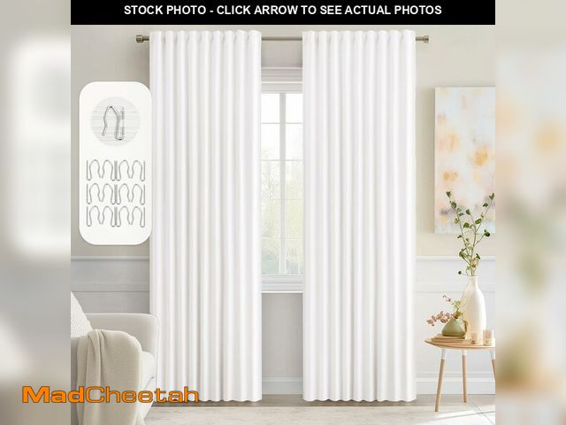 Lot 74-14050617 - MIULEE Pure White Back Tab Blackout Curtains 90 Inches Long 2 Panels Set for Living Room Bedroom Pri...