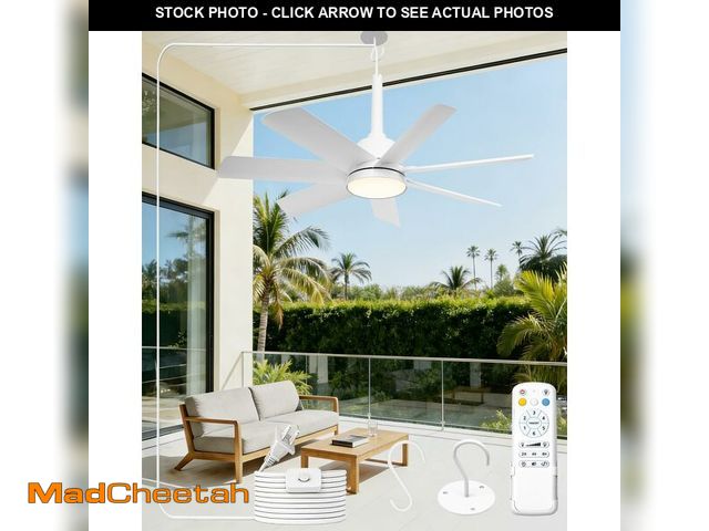 Lot 74-14205286 - 28'' Outdoor Ceiling Fans with Lights and Remote, LED Gazebo Hanging Fan with Hook, 3CCT 3000K-6500K...