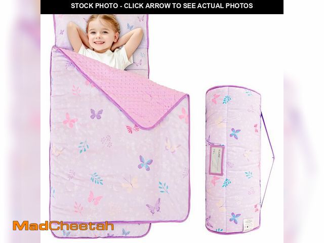 Lot 74-14386518 - Viviland Toddler Kid Nap Mat for Preschool, Girls Purple Butterfly Slumber Bag, Daycare Sleeping Bag...