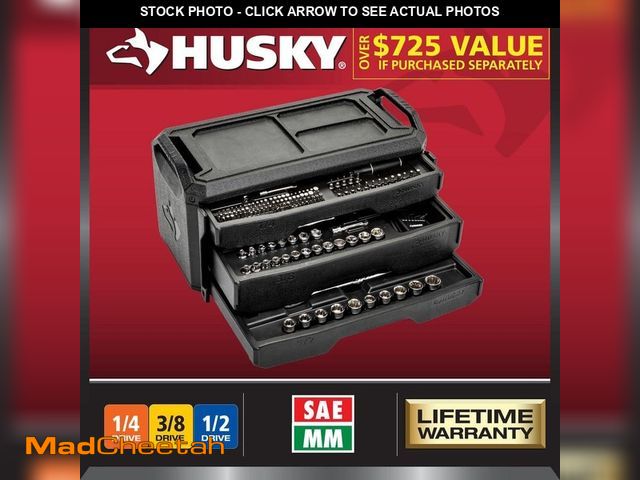 Lot 74-14440711 - Husky 280-Piece SAE/Metric Mechanics Tool Set with Tool Box H280MTS - UNUSED