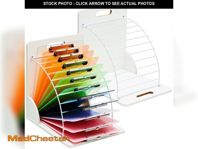 Lot 74-12312907 - Sintuff 2 Pcs Clipboard Holder Wood Metal Clipboard Organizer White Clipboard Stand Clipboard Storag...