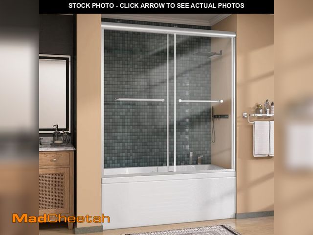 Lot 74-12242575 - GETPRO Tub Shower Door 56-60 in. W x 62 in. H Double Sliding Bathtub Door for Shower,Semi-Frameless ...