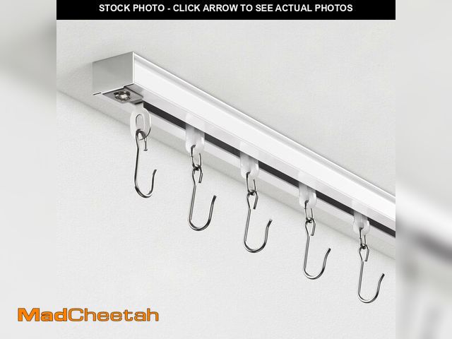 Lot 74-14046141 - Ceiling Curtain Track, Curtain Track with Roller Hooks, 6ft - 9ft Ceiling Mounted Rail Set for Room ...