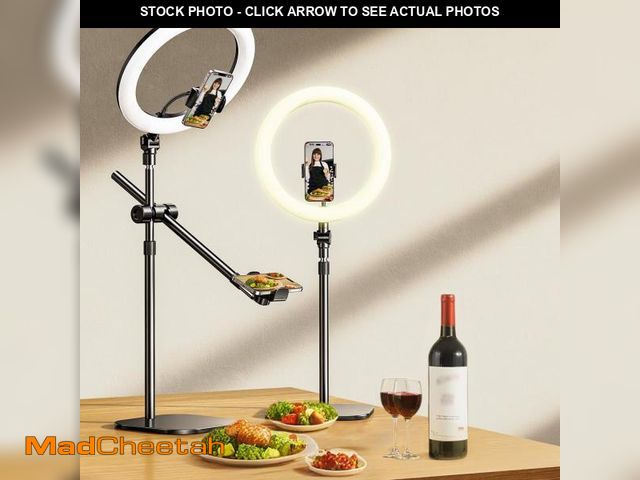 Lot 74-12311258 - Overhead Phone Mount,Overhead Camera Mount Stand[Anti-Shaking] with 10.5" Ring Light,Desk Stand for ...