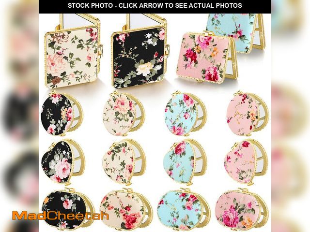 Lot 74-14431152 - Remerry 48 Pieces Compact Mirror for Purse Small Flower Pocket Mirror Portable Floral Retro Folding ...