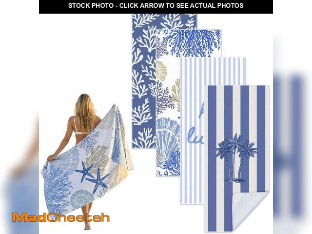 Lot 74-14380598 - Frienda 4 Pack Microfiber Oversized Lightweight Beach Towel 71x32 in for Women Men Microfiber Quick ...