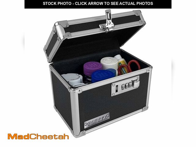 Lot 74-14214827 - Vaultz Locking Security Box with Combination Lock - Secure Metal Lock Box Safe for Valuables, Cash &...