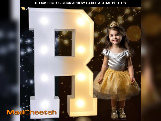 Lot 74-11555379 - Pooqla 3FT Marquee Light Up Letters, Cool White and Warm White LED Letters Big Mosaic Marquee Letter...