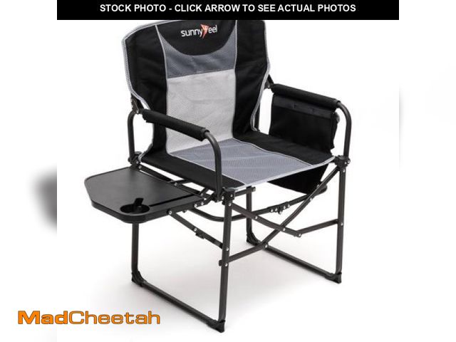 Lot 74-12401744 - SunnyFeel Camping Director Chair Heavy Duty  Portable Folding Chair with Side Table  Pocket  with Ca...
