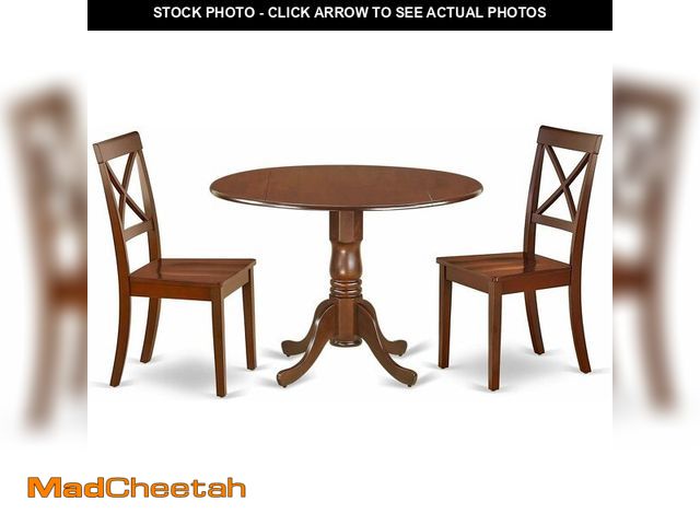 Lot 74-12543996 - (TABLE TOP ONLY) East West Furniture DLBO3-MAH-W 3 Piece Modern Dining Table Set Contains a Round Wo...