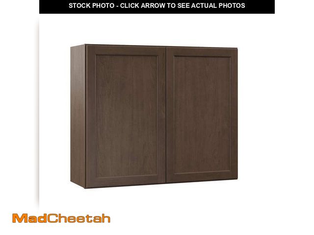 Lot 74-12640961 - Hampton Bay Shaker 36 in. W x 12 in. D x 30 in. H Assembled Wall Cabinet in Java - UNUSED