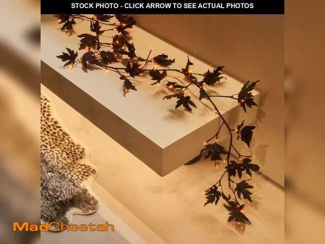 Lot 74-12709966 - Birchlitland Halloween Black Maple Garland with Lights Timer 48 LED Orange and Warm White Fairy Ligh...