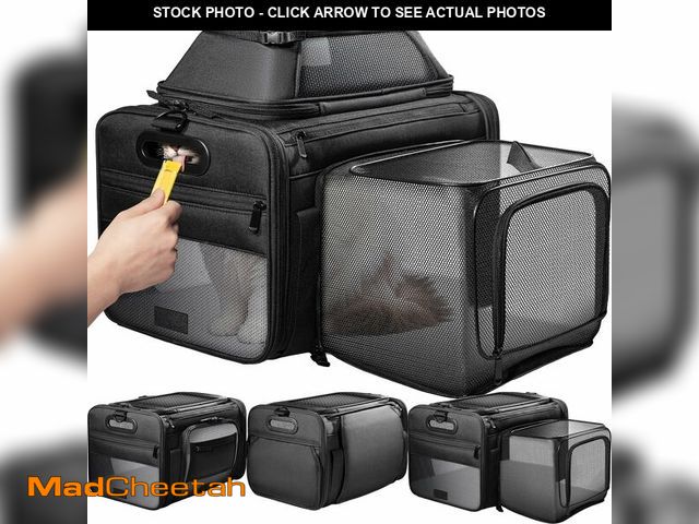 Lot 74-14385954 - Top and Side Expandable Pet Carrier with Treat &amp; Pet Window,18x13x9.5 Inch Southwest Frontier Ai...