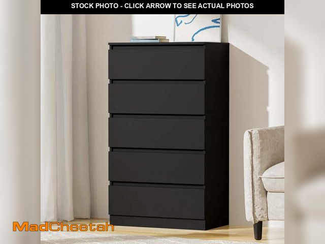 Lot 74-13766954 - Hommpa Dresser for Bedroom, 48"H Black Dresser for Closet, 5 Drawers Tall Wooden Modern Storage Ches...