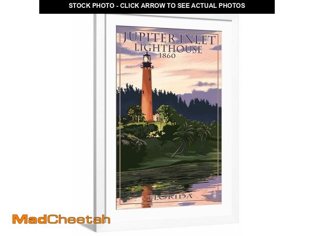 Lot 74-12868184 - ART.COM Wall Art Print Jupiter Inlet Lighthouse - Jupiter, Florida on White Frame by Lantern Press, ...
