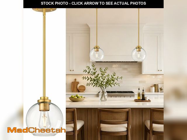 Lot 74-14263121 - 1 Pack Gold Globe Pendant Lights, Mid Century Gold Pendant Light Fixtures, Globe Pendant Lights Kitc...