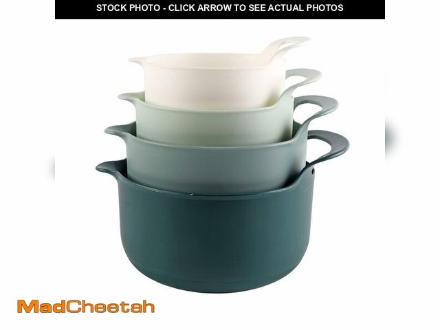 Lot 74-12452172 - COOK WITH COLOR Nesting Plastic Mixing Bowl Set with Pour Spouts and Handles, Green, 4 Piece Non-Sli...