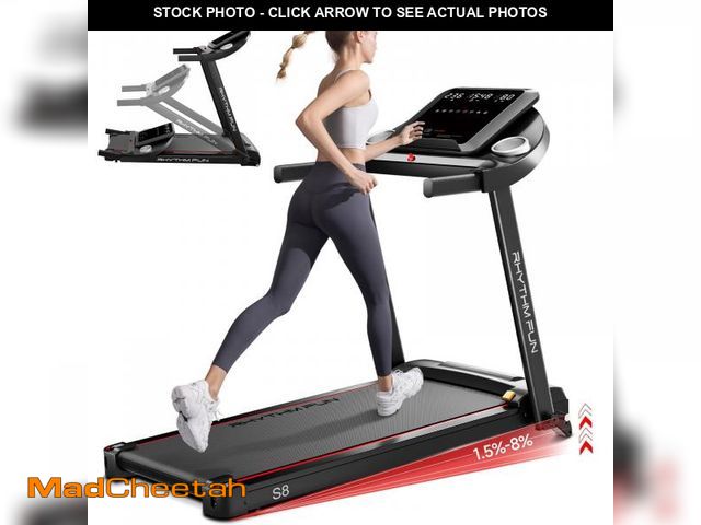 Lot 74-12402079 - RHYTHM FUN Treadmill with Incline, 8.0 MPH Treadmills for Home with 8% Incline, Foldable Treadmill w...
