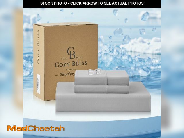 Lot 74-14266004 - Cozy Bliss Premium Cooling Sheet Set Queen Size, Q-Max>0.45, 3PCS No Flat Sheet with 2 Pillowcase...