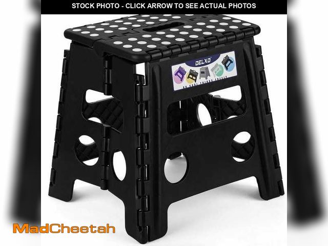 Lot 74-12659474 - Angel Sar 13 in. Plastic Folding Step Stool, Portable Collapsible Step Stool with Handle for Fishing...