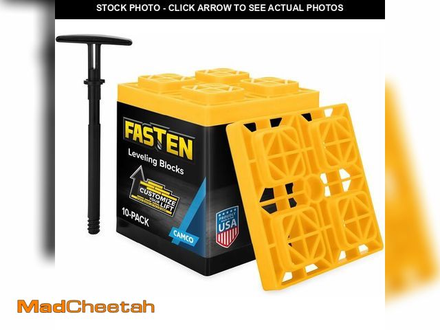 Lot 74-14599205 - Camco FasTen RV Leveling Blocks - 8.5Ã¢â¬Â x 8.5Ã¢â¬Â x 1Ã¢â¬Â- 10-Pk - Made in the USA - UNUS...