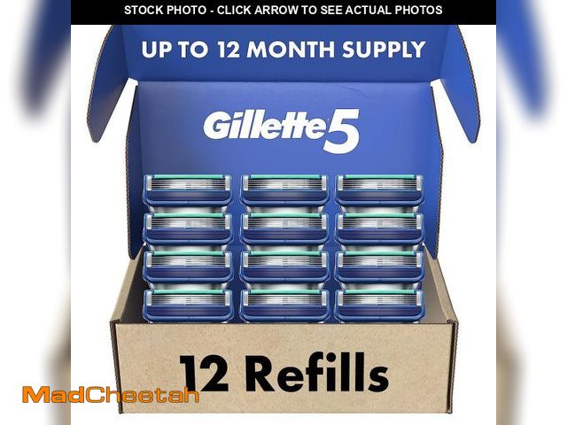 Lot 74-12216146 - Gillette5 Mens Razor Blade Refills, 12 Count, Lubrastrip for a More Comfortable Shave - USED