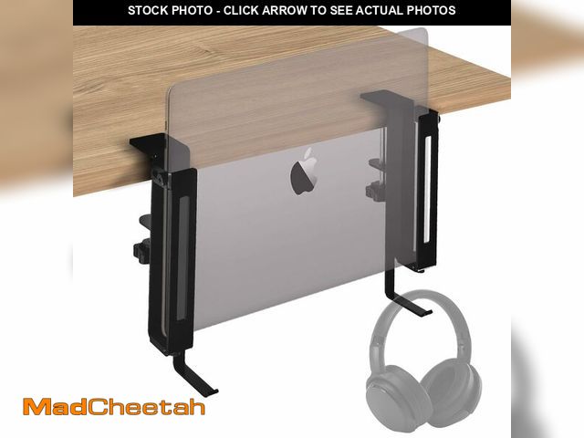 Lot 74-14381629 - IFCASE Adjustable Desk Side Laptop Mount Holder with Headphone Hook, No Drill Desk Storage Organizer...