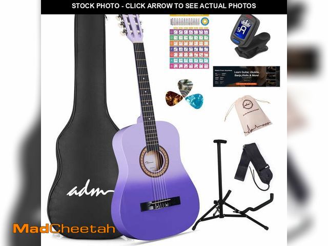 Lot 74-12548622 - ADM Acoustic Guitar for Adults &amp; Kids, 38" Travel Guitar Kit (Purple) - UNUSED