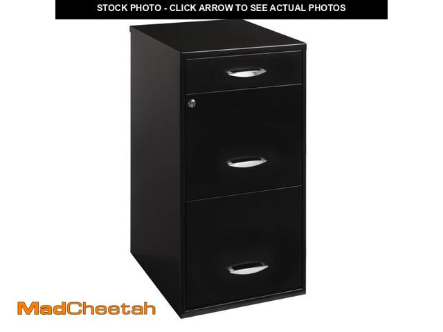 Lot 74-12406592 - (DENTED ) Space Solutions 3 Drawer Letter Width Vertical File Cabinet with Pencil Drawer  Black - US...