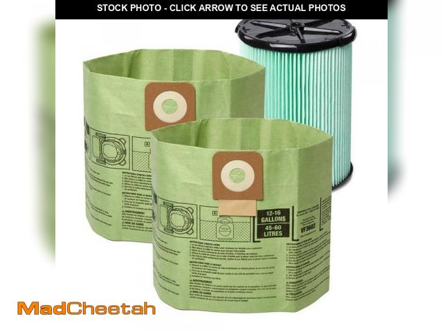 Lot 74-12463913 - RIDGID Genuine OSHA Compatible Kit with HEPA Material Filter, Cyclonic Dust Bags for Select 12-16 Ga...