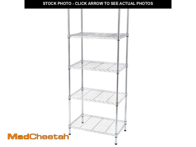 Lot 74-14223062 - Karl home Chrome 5-Tier Metal Freestanding Garage Storage Shelving Unit (13.78 in. W x 59 in. H x 23...