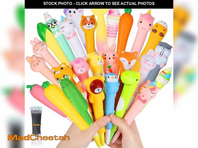Lot 74-13573274 - PerKoop 40 Pcs Squishy Pens Squeeze Kawaii with Refills Squeeze Stress Supplies Cartoon Animal Stati...
