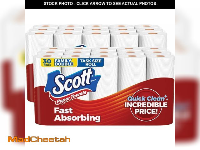 Lot 74-14305166 - Scott Paper Towels, Task Size, 30 Family Double Rolls (119 Sheets Per Roll) - UNUSED