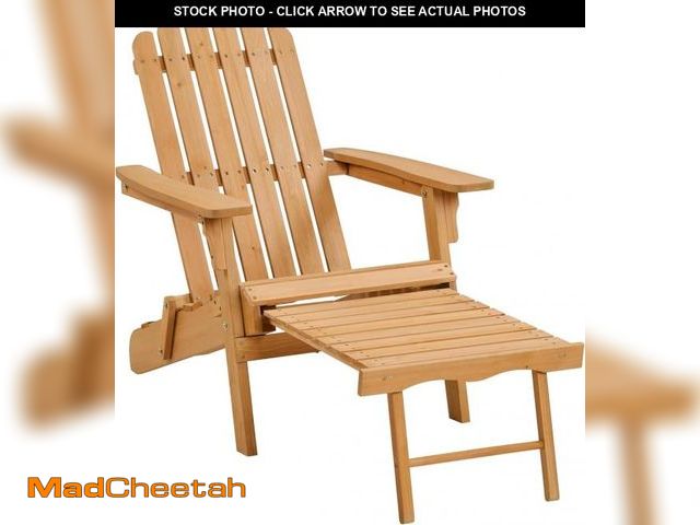 Lot 74-12509031 - Yaheetech Folding Adirondack Chair with Retractable Ottoman Weight Capacity 300lb Solid Wood Garden ...