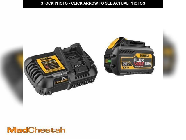 Lot 74-12804124 - DEWALT FLEXVOLT 20V/60V MAX Lithium-Ion 6.0Ah Battery Pack with 6 Amp Output Charger - UNUSED