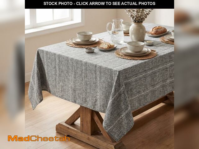 Lot 74-13950657 - Horaldaily Grey Cotton Blend Tablecloth 60Ãâ120 Inch Rectangular, Farmhouse Style, Wrinkle Resist...