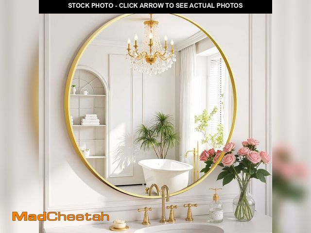 Lot 74-13382523 - Round Wall Mirror 30 Inch Gold Vanity Mirror with Metal Frame, Modern Circle for Bathroom, Entryway,...