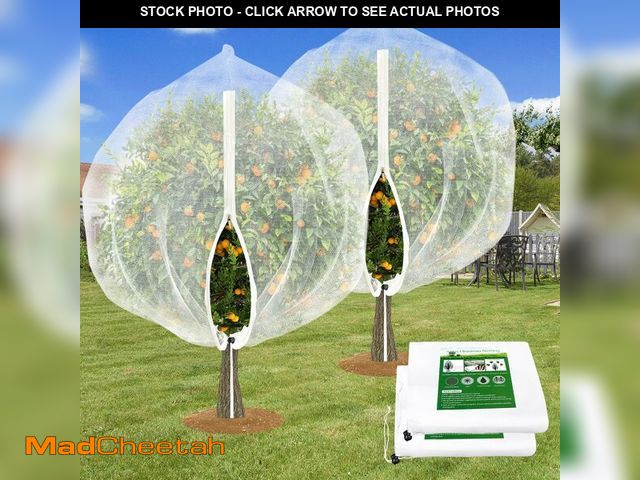Lot 74-14263642 - 2PCS Large Fruit Tree Netting with Drawstring and Zipper, 8 * 8FT Garden Netting for Garden Protecti...