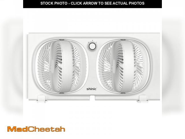 Lot 74-12526503 - Shinic 9" 3-Speed Twin Window Fan with Removable Bug Screen,Fully Assembled,(22â to 33-1/2"), Whit...