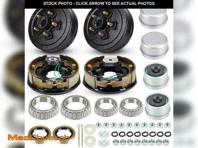 Lot 74-13790474 - Trailer Axle Electric Brake Kit, Pair of 5-Hole, 4.5" Bolt Circle Brake Drum with 10" x 2 1/4" Self-...