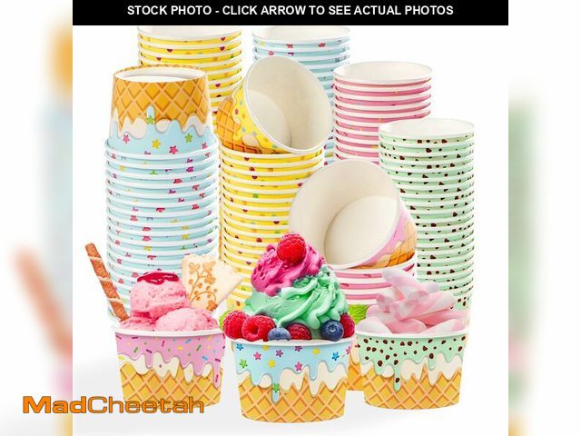 Lot 74-14380975 - Greencian 120Pcs Summer Ice Cream Cups 12oz 4 Colors for Hot or Cold Food - UNUSED