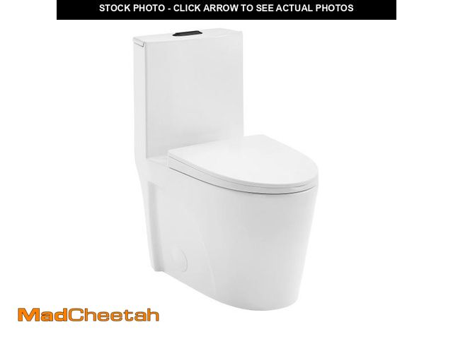 Lot 74-12362679 - Swiss Madison St. Tropez SM-1T254HB One-Piece Elongated Toilet Vortex Dual-Flush 1.1/1.6 gpf with Co...