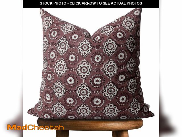 Lot 74-14297741 - Handmade Block Print 100% Thick Cotton 20 x 20 inch Throw Pillow Cushion Cover with Zipper - Pillowc...
